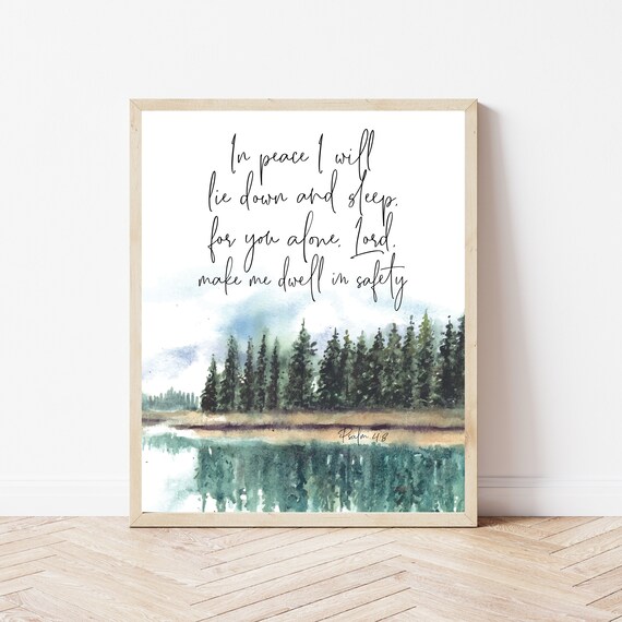 In Peace I Will Lie Down and Sleep Psalm 4:8 Forest Lake Poster