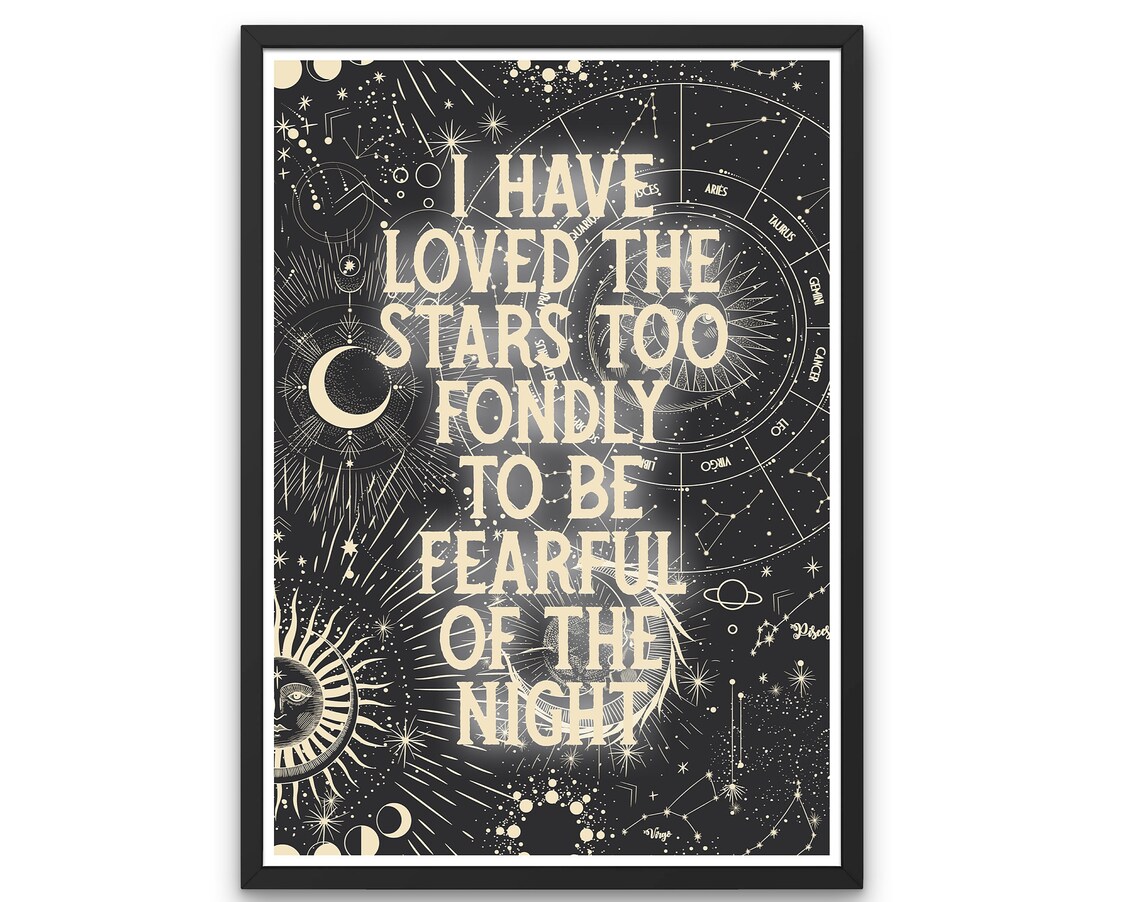 Celestial Astrology Print, Sun Moon Stars Zodiac