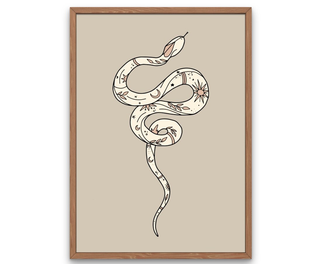 Boho Snake Print Abstract Desert Celestial Art Print