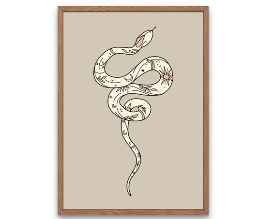 Boho Snake Print Abstract Desert Celestial Art Print