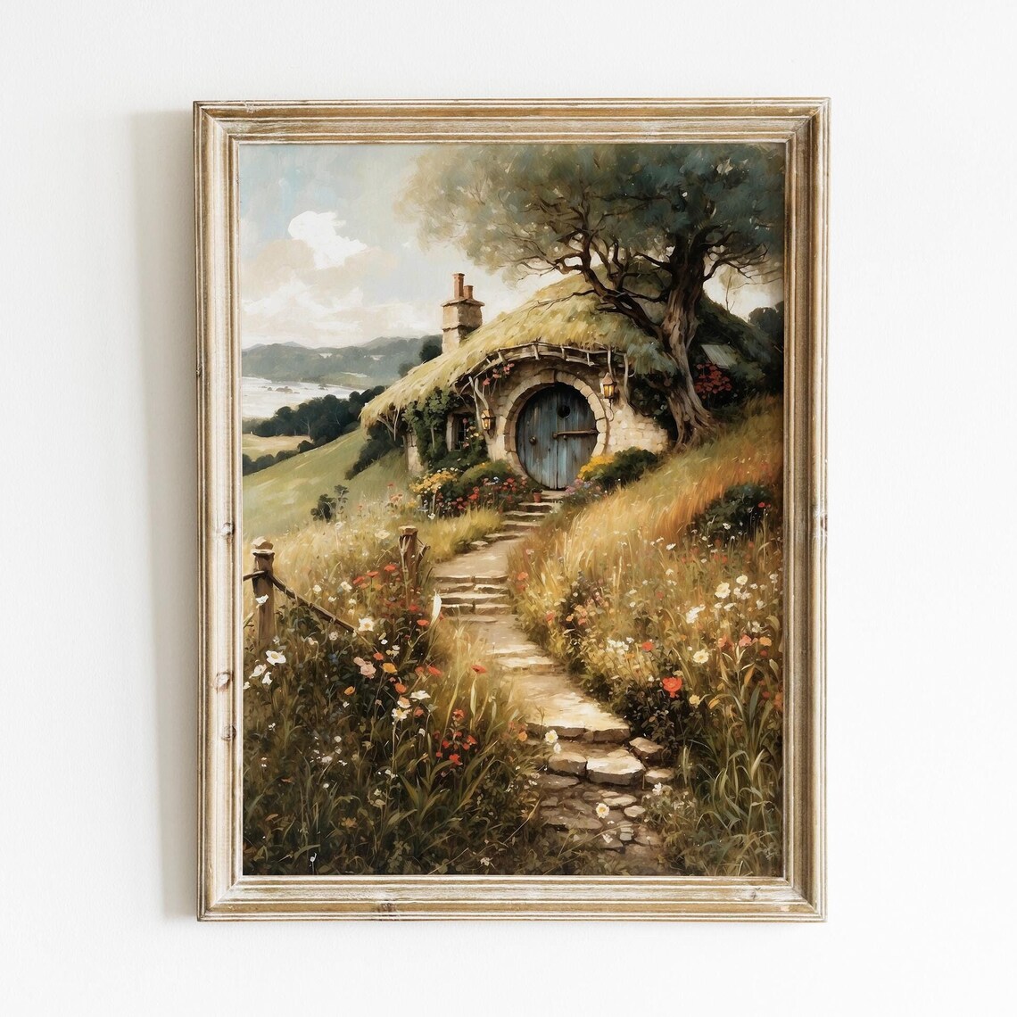 Fantasy House In The Shire Rustic Landscape Art Print
