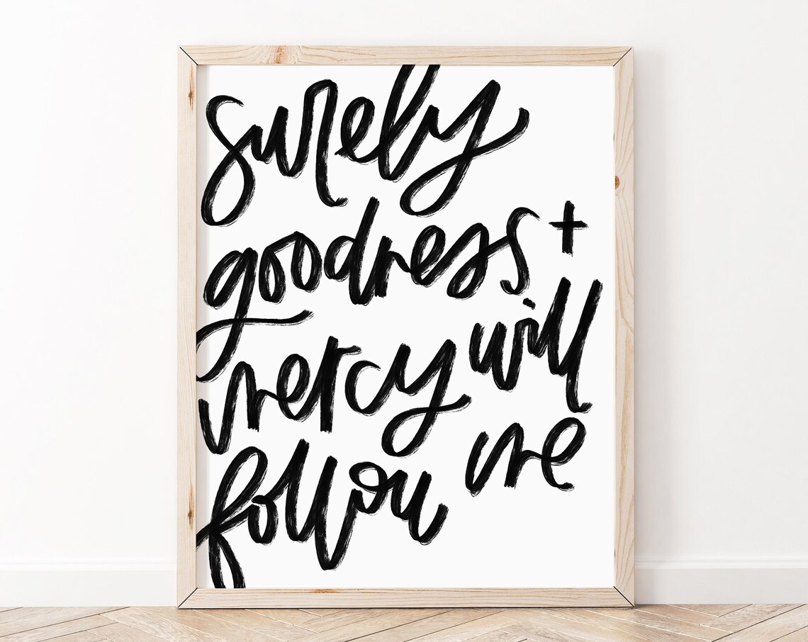 Psalm 23 Christian Scripture Art Print, Bible Verse