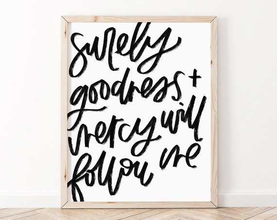 Psalm 23 Christian Scripture Art Print, Bible Verse