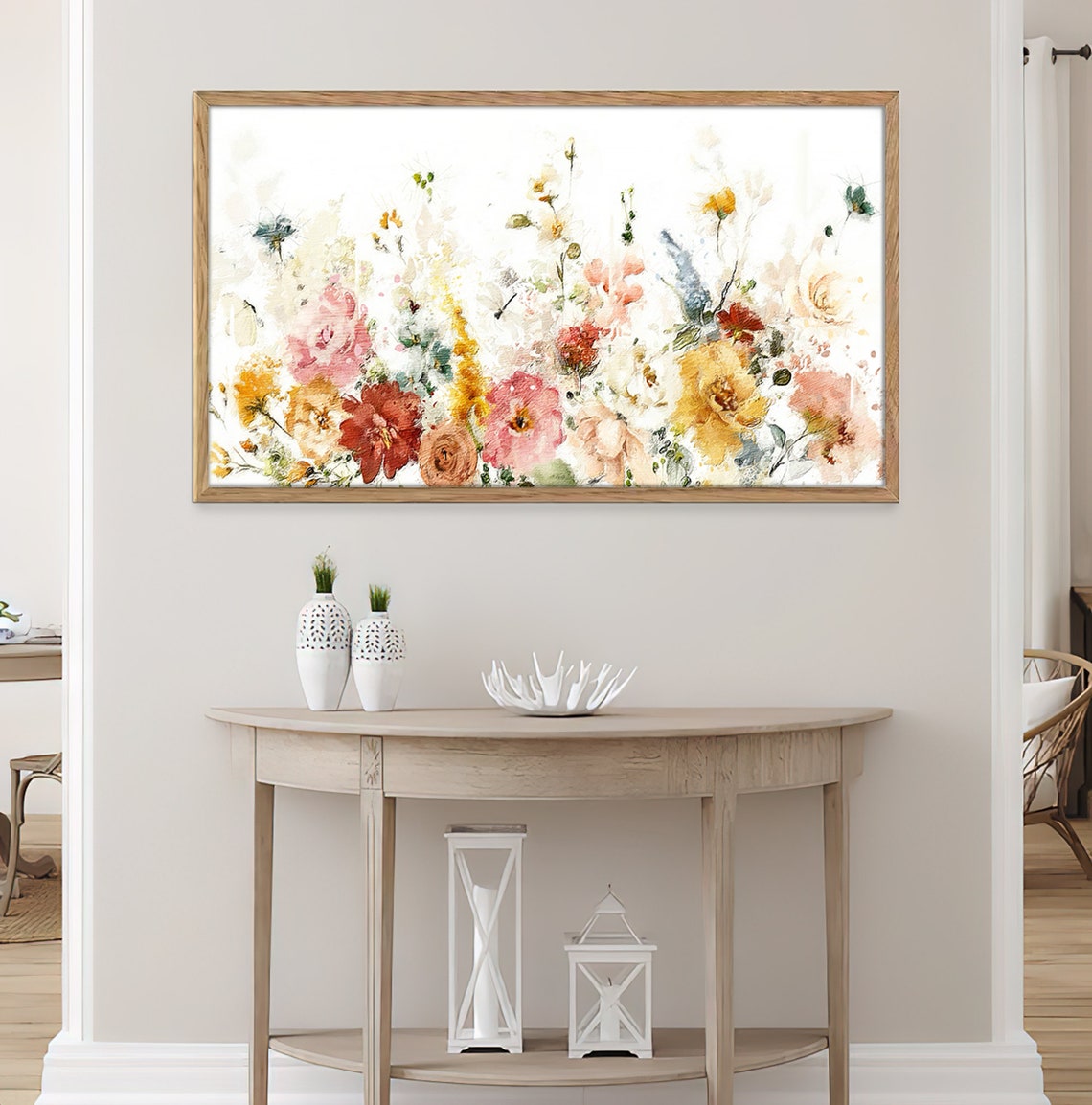 Light Spring Flower Watercolor Blush Gold Delicate Floral Art Poster - Image 4