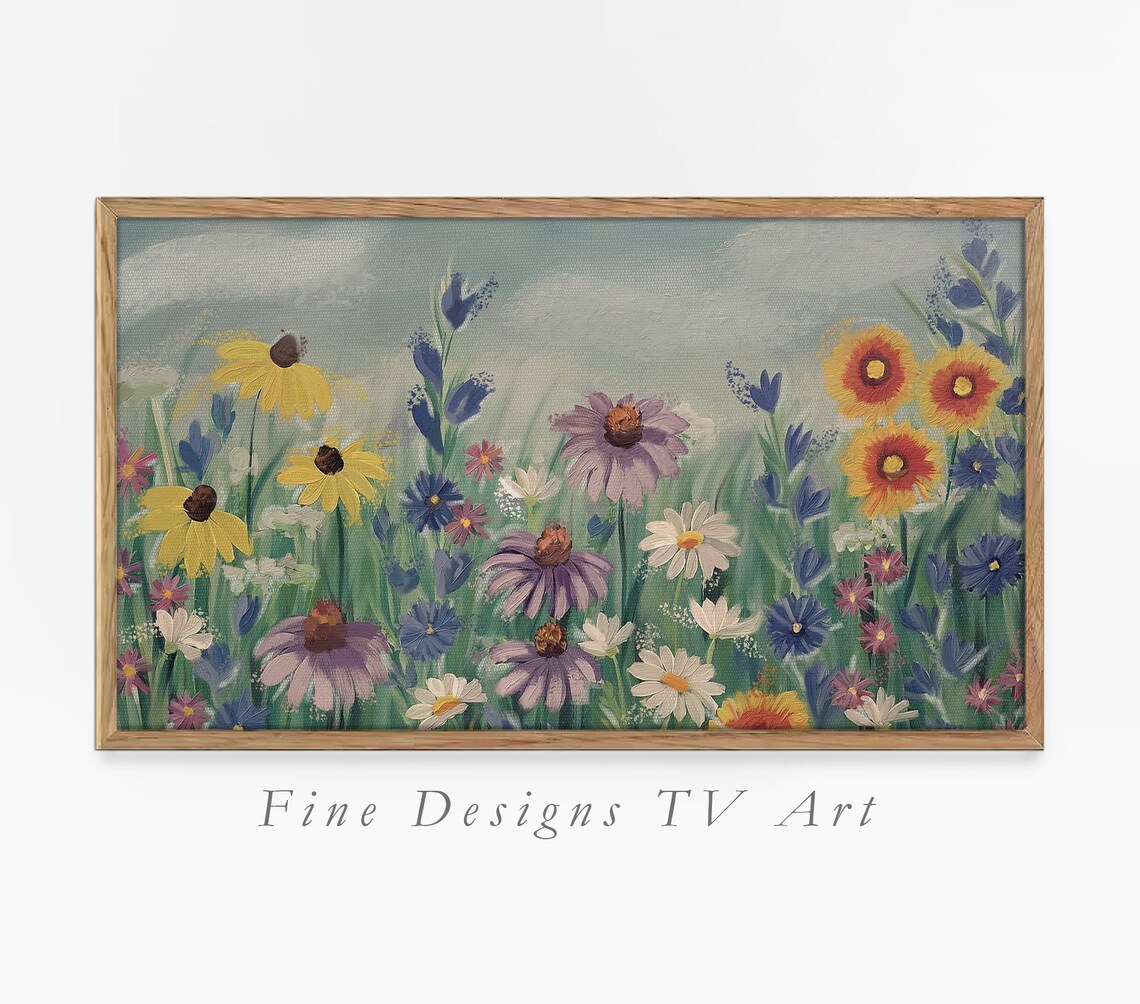 Wildflower Meadow Daisies Coneflowers Sunflowers Garden Art Print