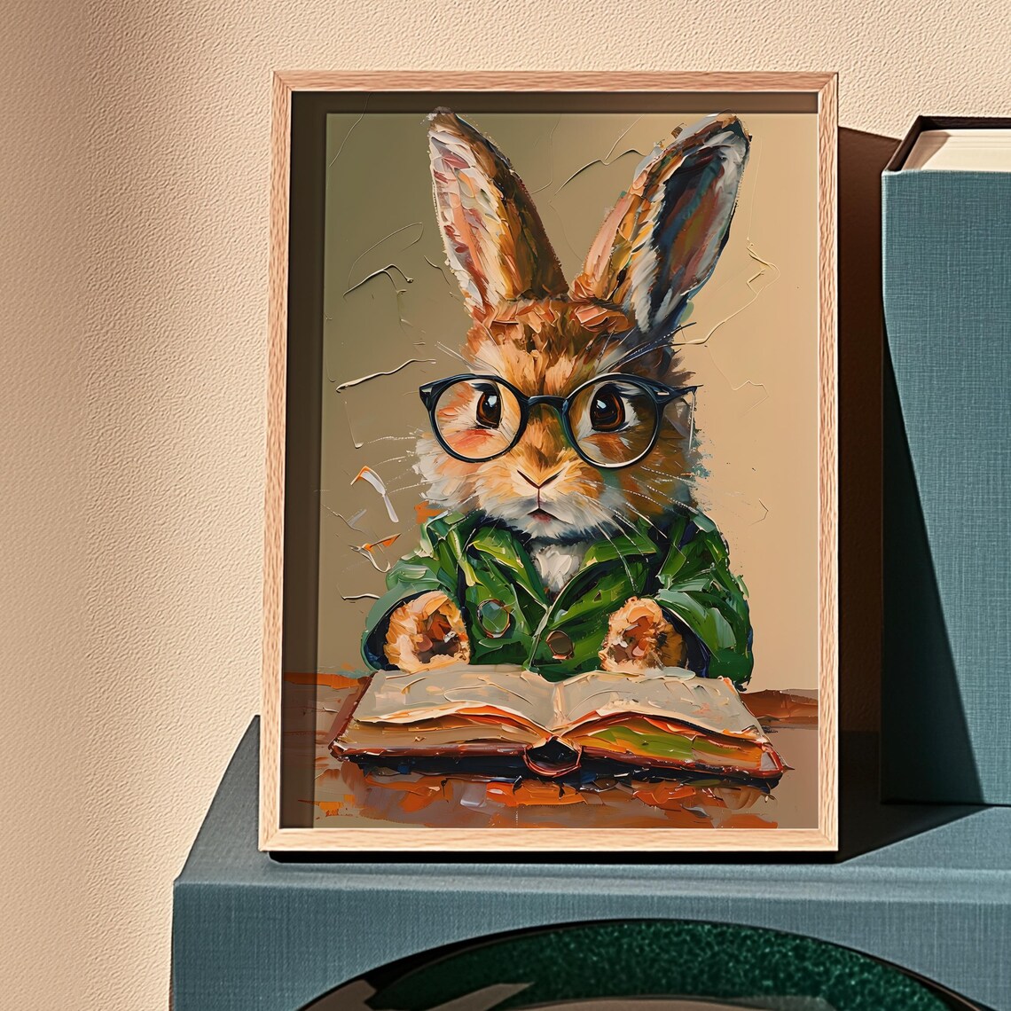 Whimsical Easter Bunny Art Print, Nursery Decor