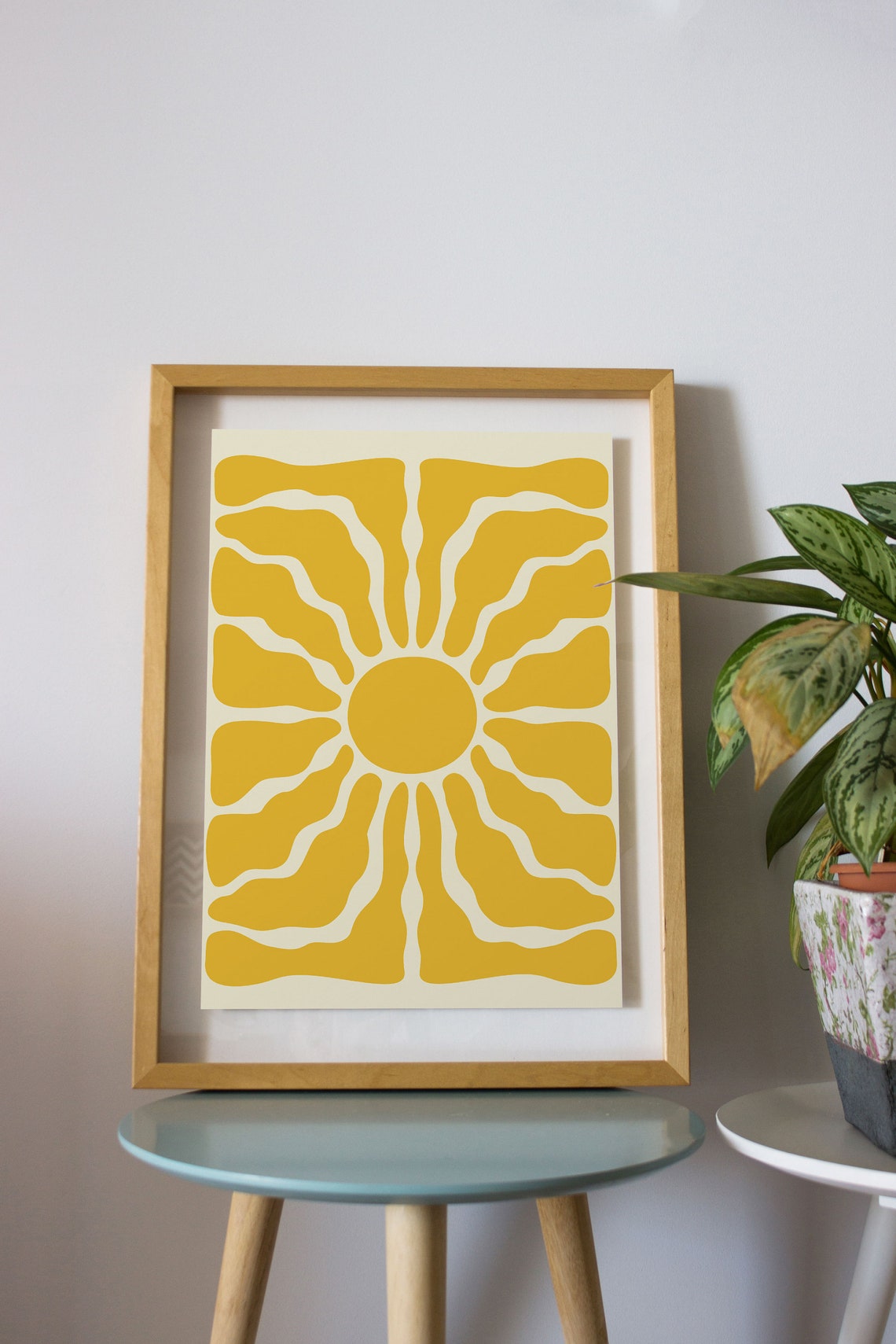 Mustard Abstract Sun Organic Rays Minimalist Modern Art Poster - Image 2