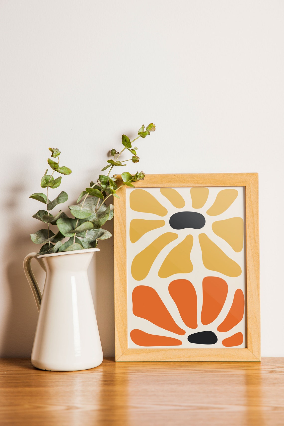 Matisse Style Abstract Flower Duo Mustard Orange Gallery Poster - Image 3