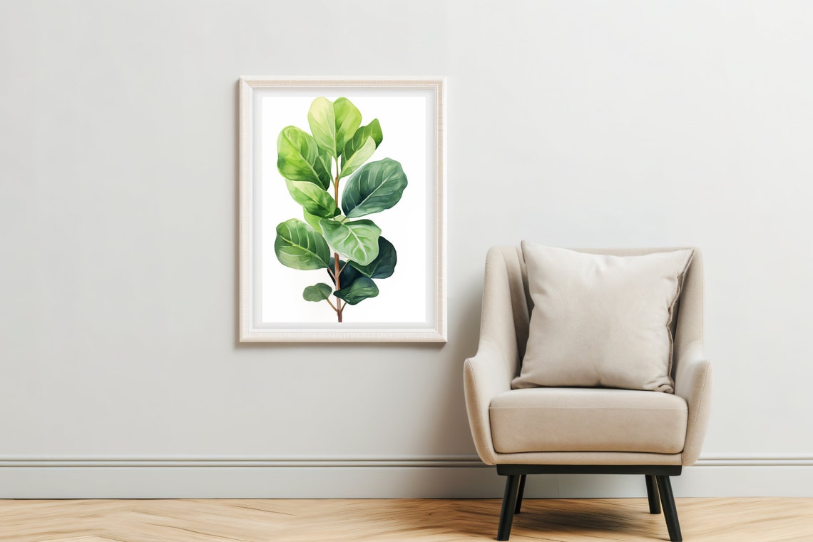 Fiddle Fig Watercolor Art Print Botanical Home Decor Tropical Plant Wall Art Greenery Poster Gift For Plant Lovers - Image 2