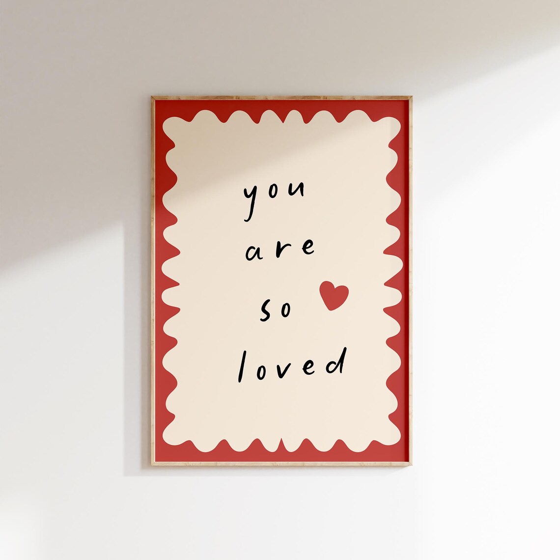 You Are So Loved Little Red Heart Modern Nursery Quote Art Print