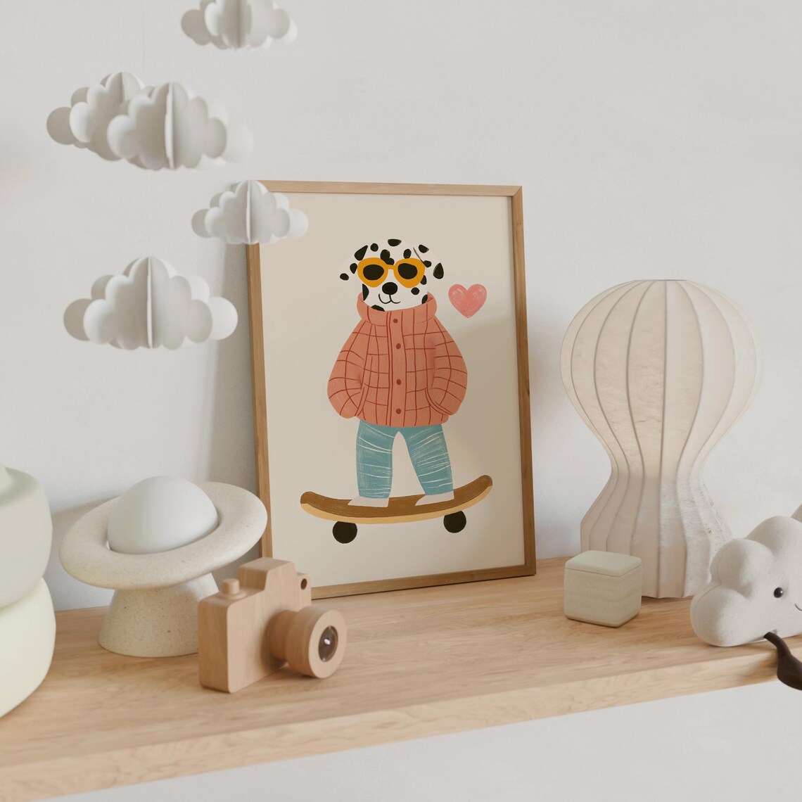 Cool Skateboarding Dalmatian In Sunglasses Kids Room Art Poster - Image 6