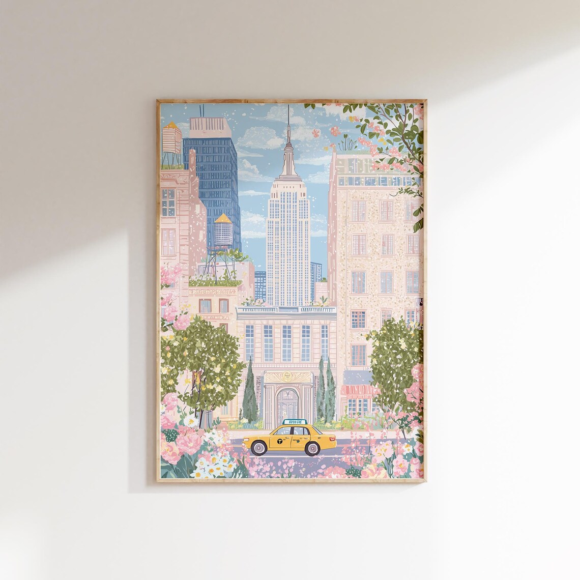 New York City Empire State Building Yellow Taxi Spring Poster - Image 2