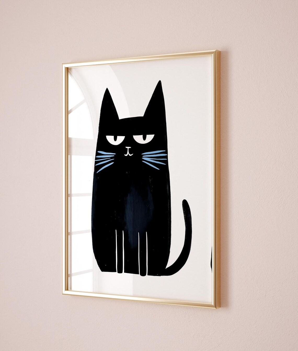 Black Cat Minimal Kids Room Animal Nursery Poster Art Decor Cute