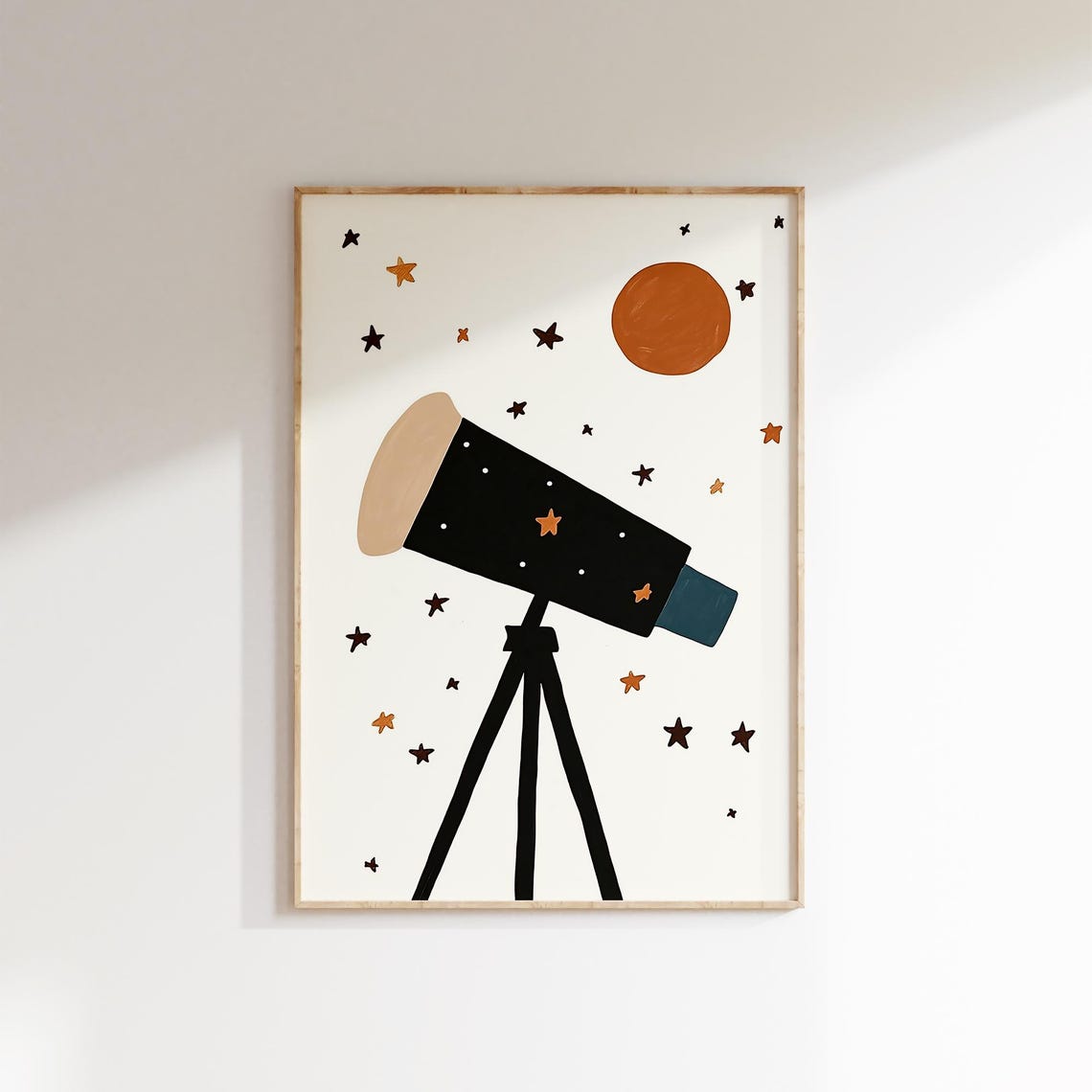 Telescope Under Stars Print Astronomy Nursery Wall Art Kids Room Decor Space Gift Classroom Decor Space Theme Nursery