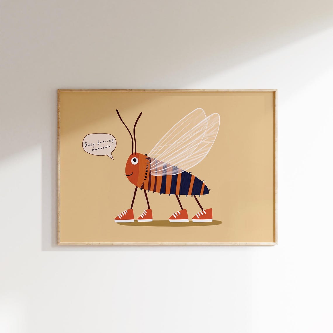 Busy Bee-ing Awesome Cute Bee Sneakers Funny Kids Room Bug Art Poster