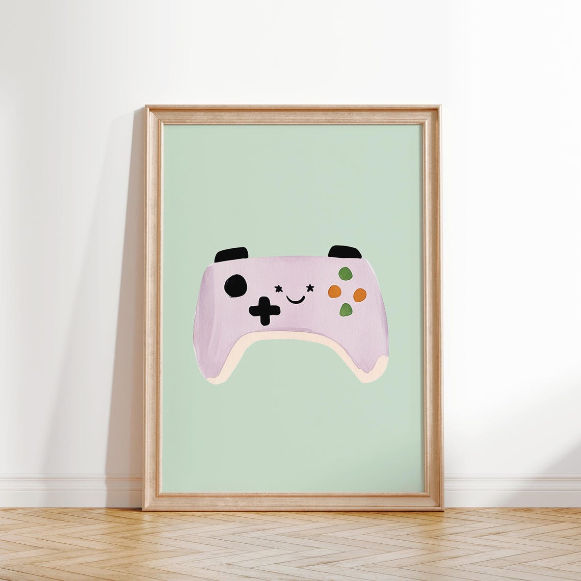Smiling Purple Game Controller Cute Kids Gaming Room Wall Poster - Image 2
