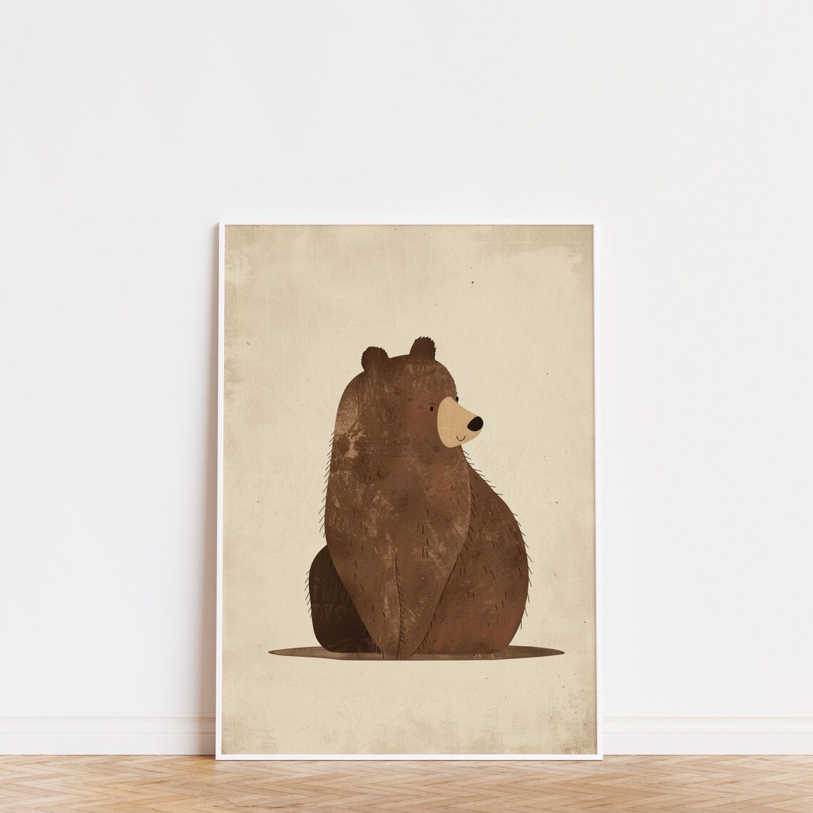 Woodland Animal Print Cute Bear Nursery Wall Art Animal Kids Room Decor Forest Animals Beige Gender Neutral Childrens Room Art - Image 2
