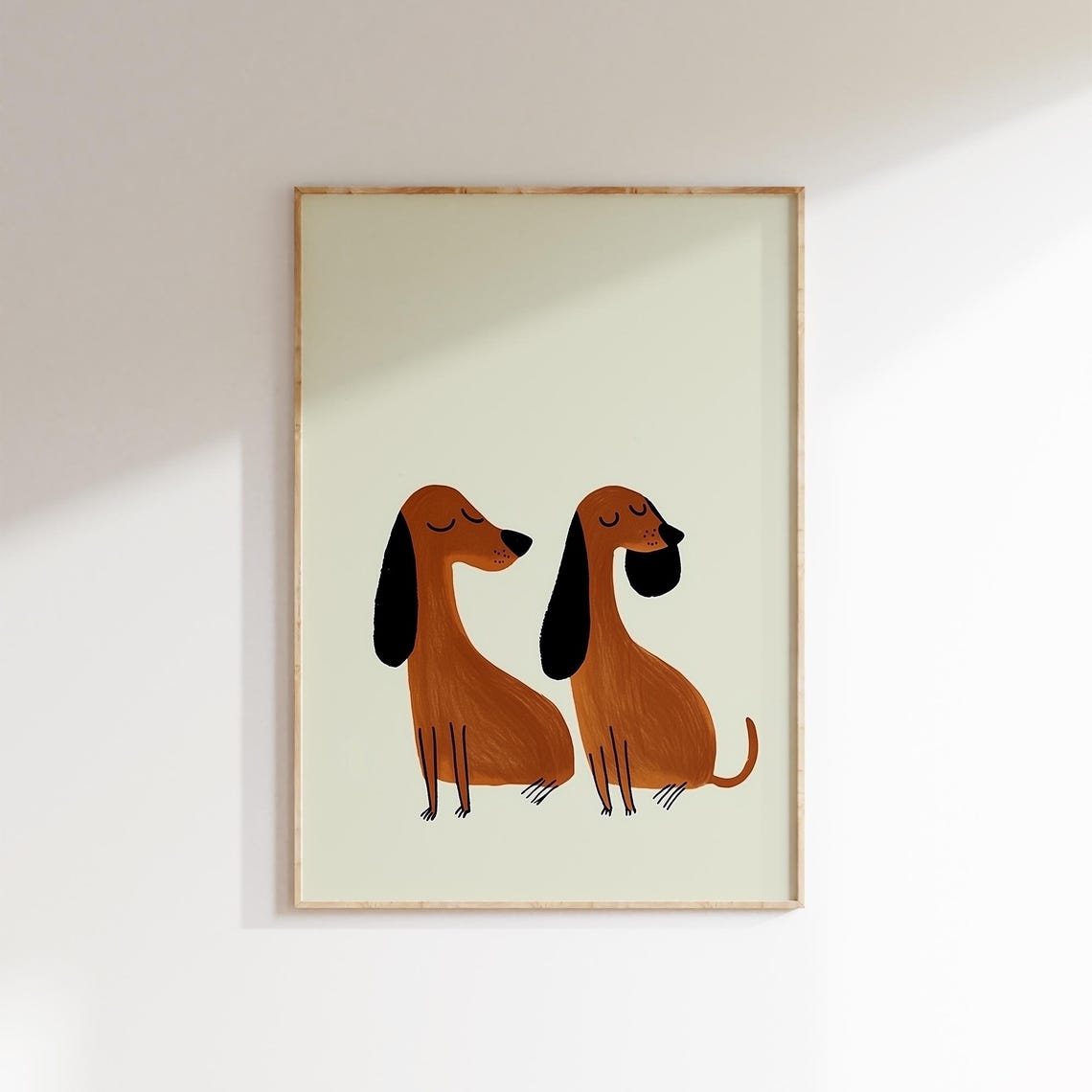 Dachshund Couple Sleeping Wiener Dogs Kids Room Nursery Art Print