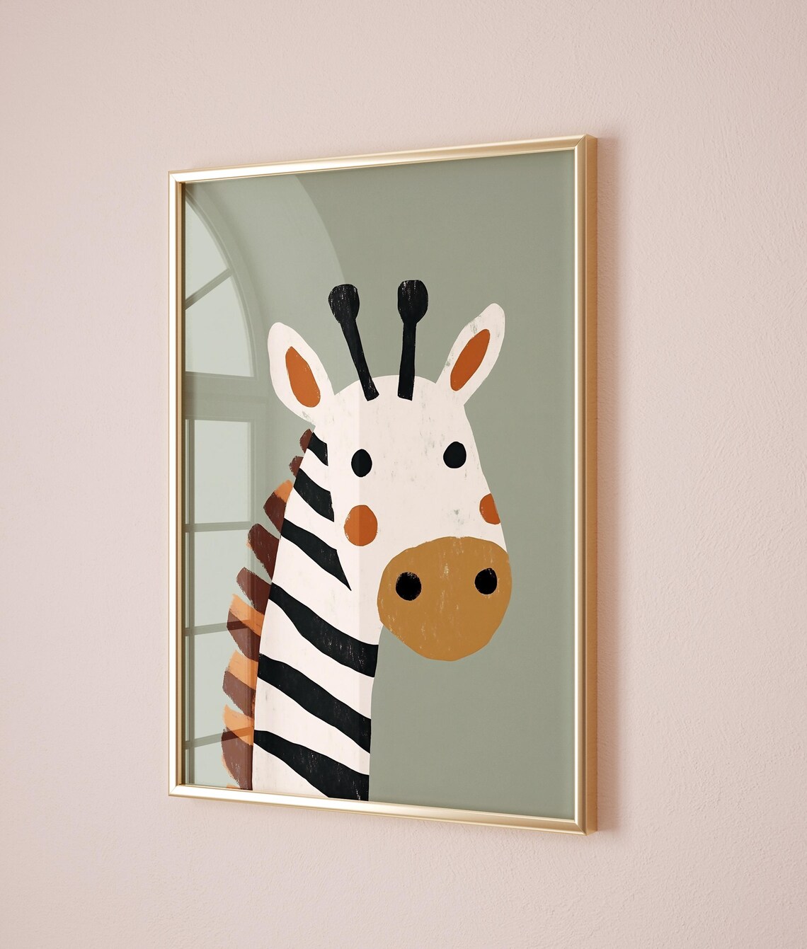 Cute Zebra Portrait Safari Animal Nursery Kids Room Wall Poster - Image 2