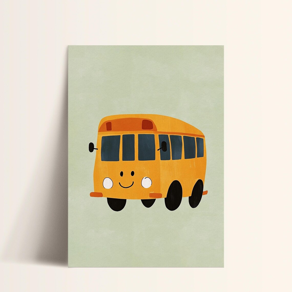 Smiling Yellow School Bus Cute Kids Vehicle Nursery Room Poster - Image 4