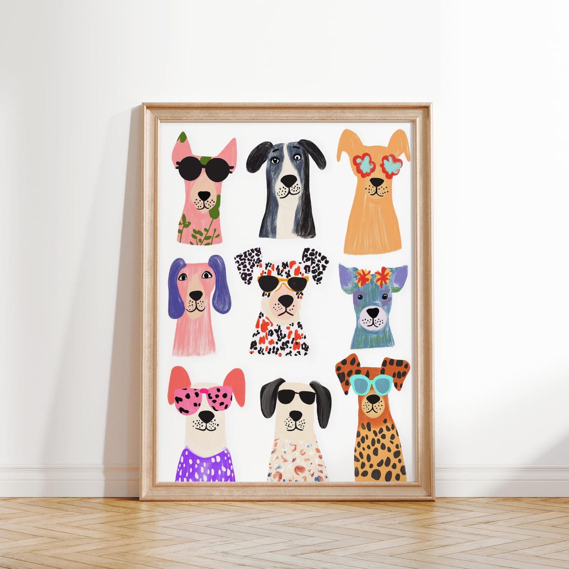 Funny Cool Dogs With Sunglasses Nine Portraits Modern Pet Wall Poster - Image 3