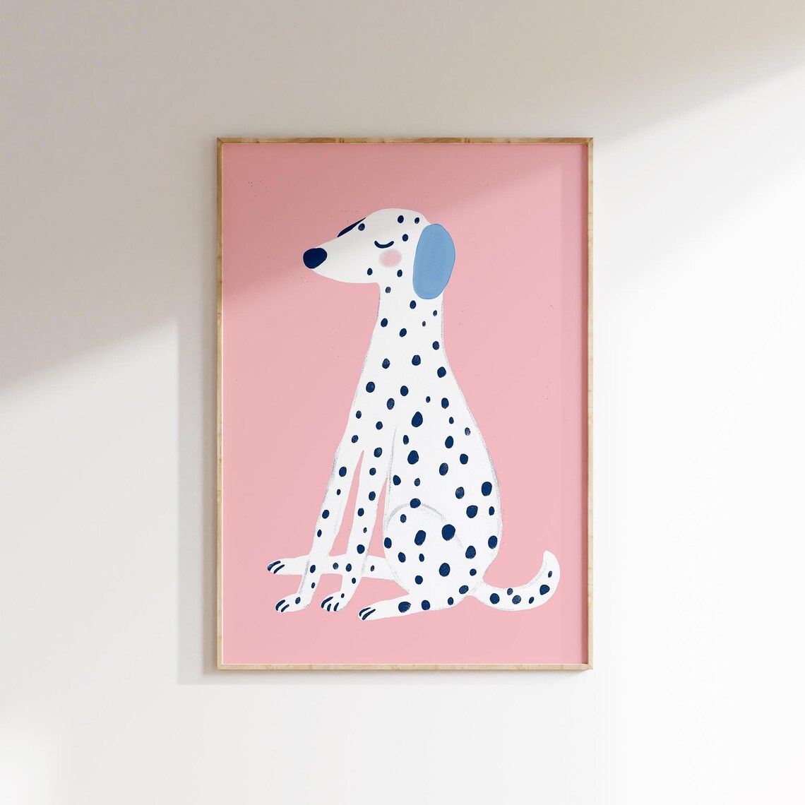 Dalmatian Dog Sitting Pink Background Sweet Nursery Art Poster - Image 4