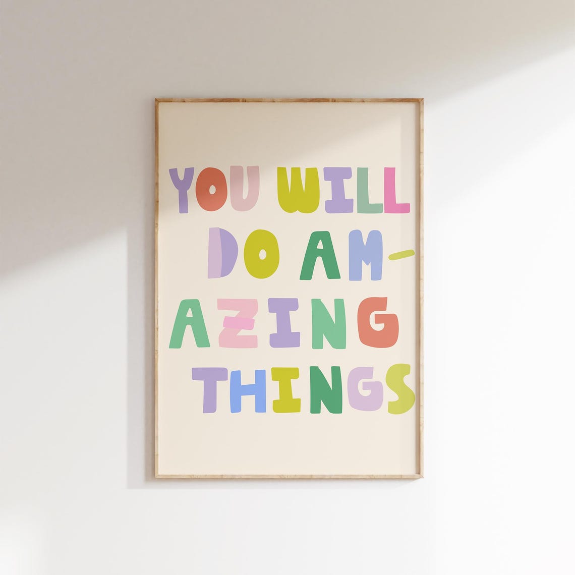 You Will Do Amazing Things Rainbow Letters Inspirational Kids Poster