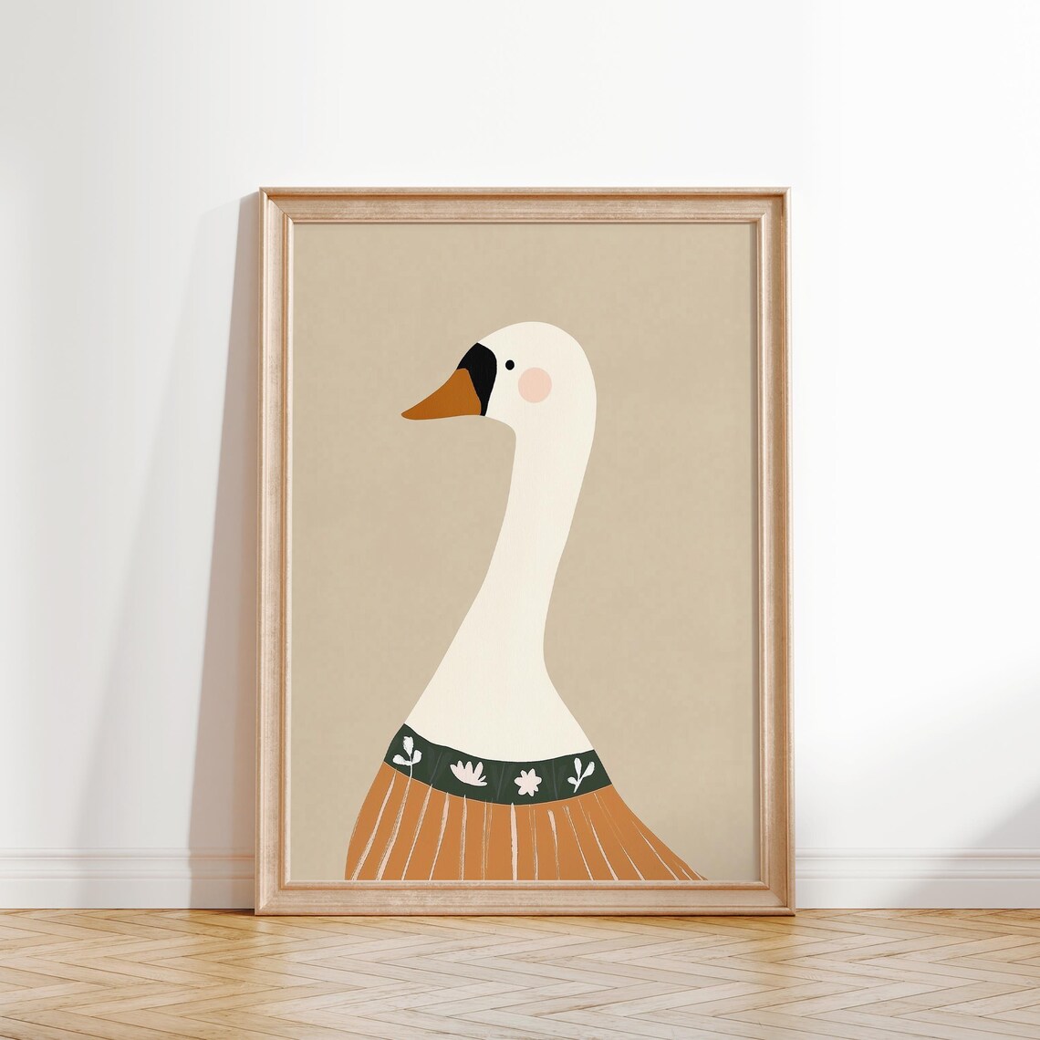 Sweet Graceful Swan in Floral Skirt Nursery Kids Room Wall Art - Image 2