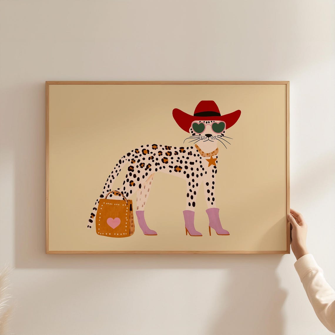 Cowboy Leopard Red Hat Heart Sunglasses Purple Boots Kids Wall Poster - Image 3