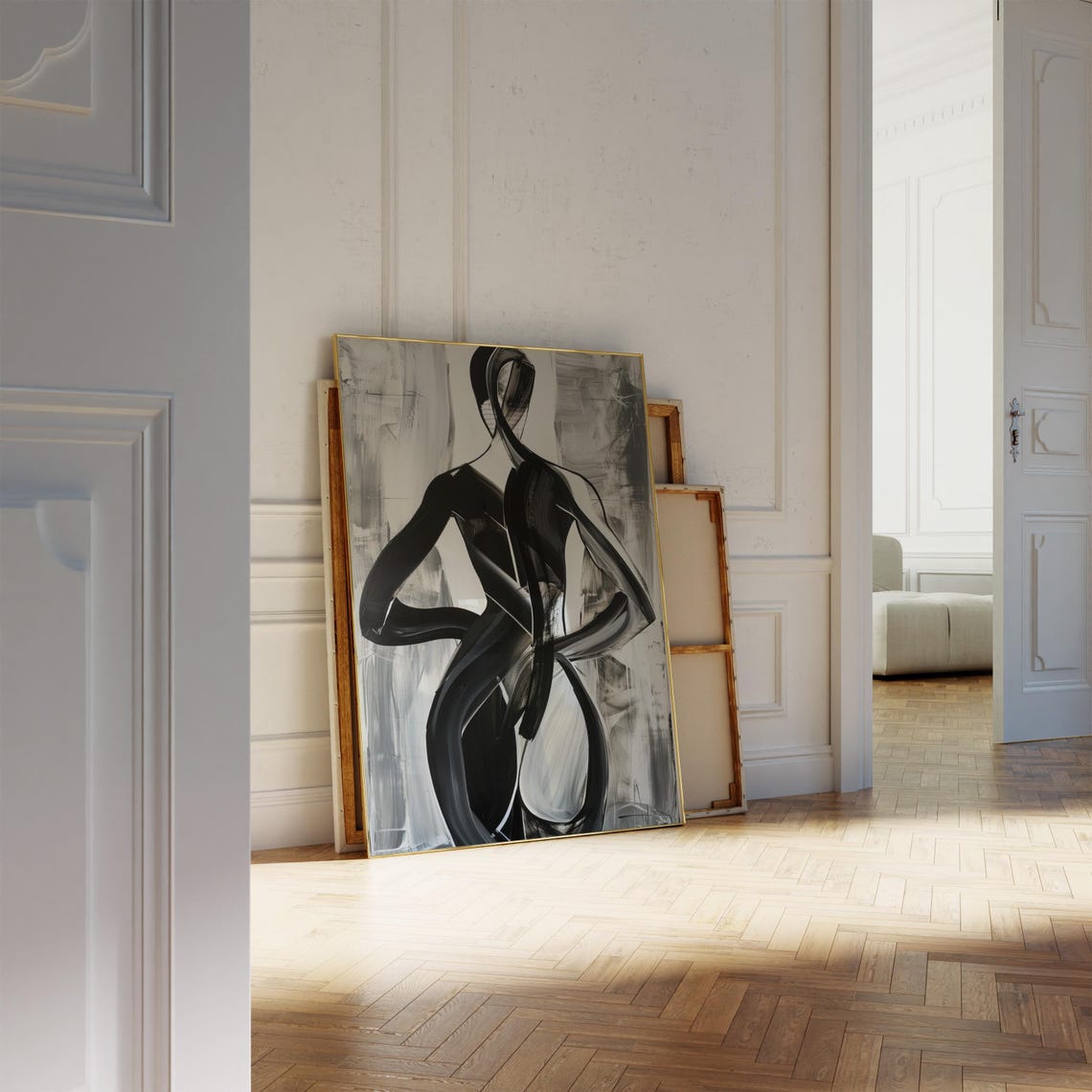 Eclectic Monochrome Abstract Female Form Maximalist Wall Art Eclectic Home Decor Modern Minimalist Art Black And White Poster - Image 2