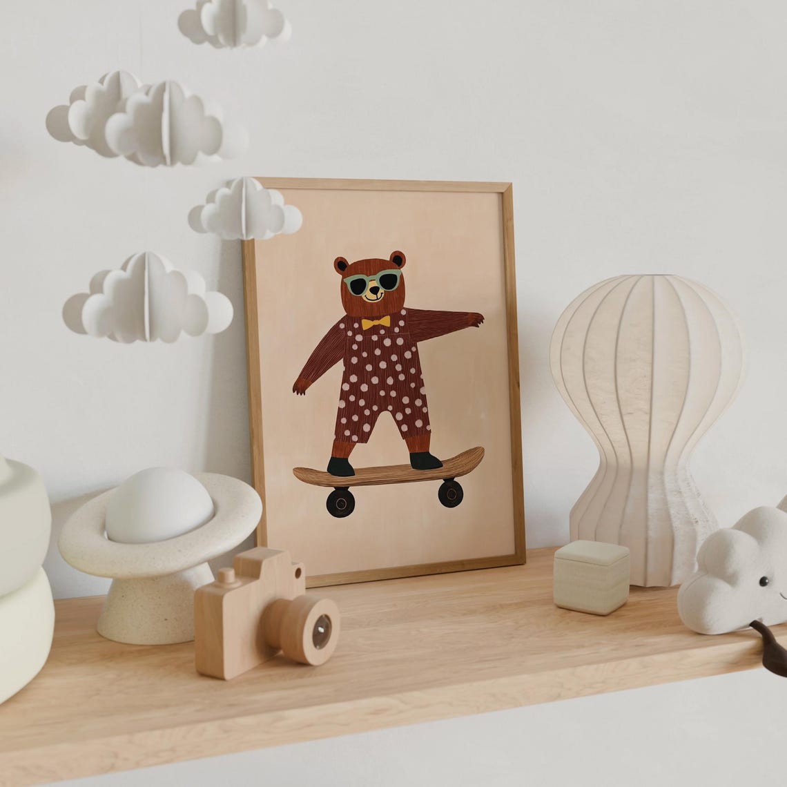 Skateboarding Bear, Kids Room Decor