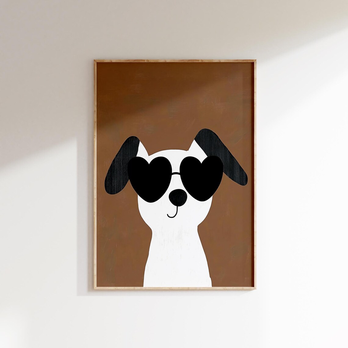 Cool Dog With Heart Sunglasses Cute Modern Nursery Kids Wall Poster