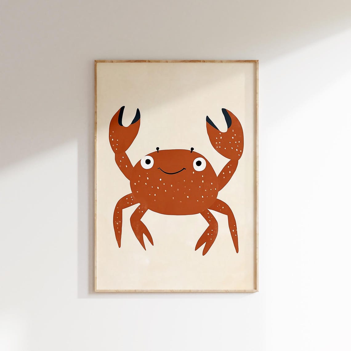 Smiling Crab Orange Beach Ocean Theme Modern Kids Nursery Poster - Image 3