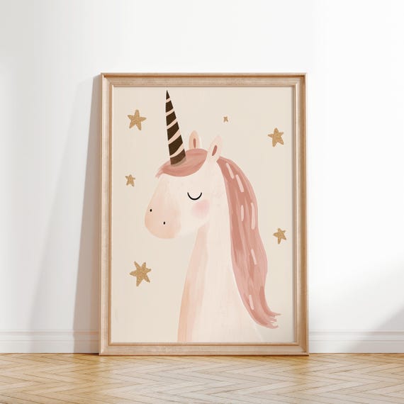 Unicorn Wall Art Nursery Animal Print Kids Room Decor Magical Unicorn Poster Baby Room Art Unicorn Pink Girls Room Decor