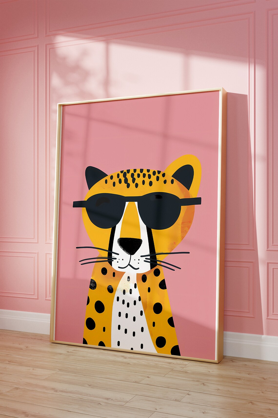 Cool Cheetah Wearing Sunglasses Blush Pink Kids Nursery Animal Poster - Image 2