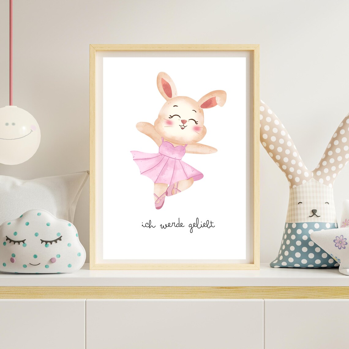 Happy Bunny Ballerina In Pink Tutu 'I Am Loved' Girls Room Poster