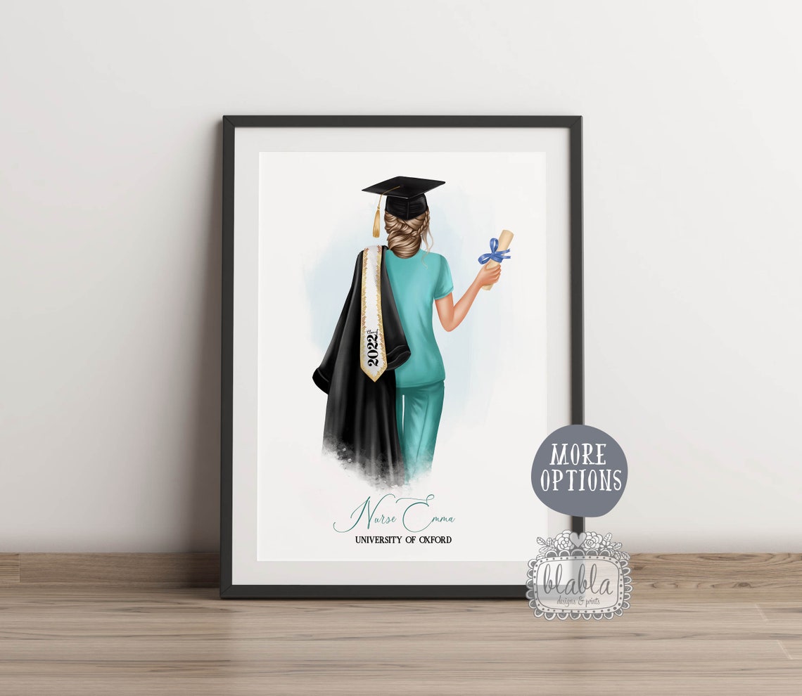 Personalised Nurse Graduation Gift Scrubs Diploma Scroll Proud Poster - Image 2