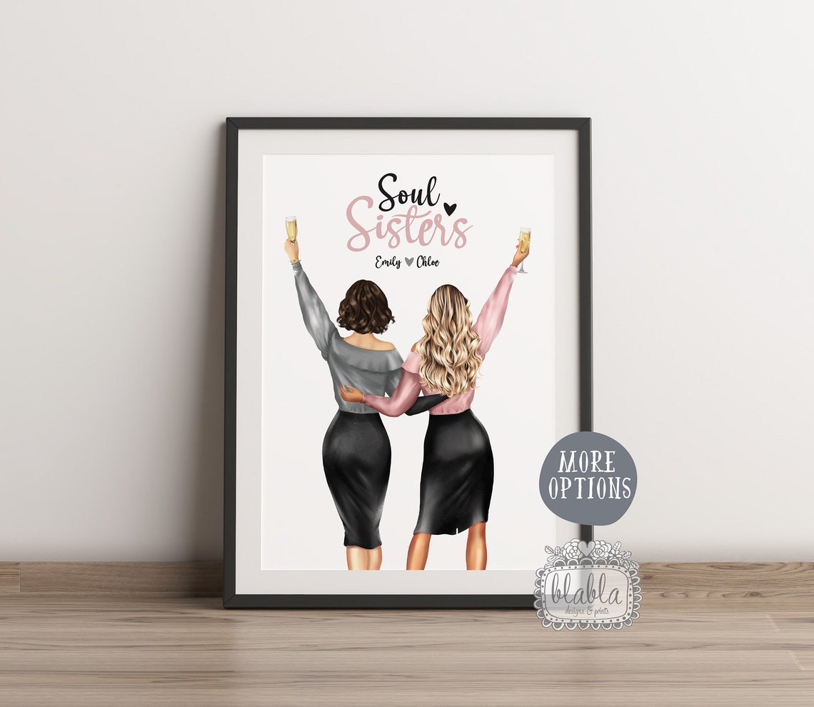 Best Friends Personalised Champagne Toast Celebration Friendship Print - Image 2