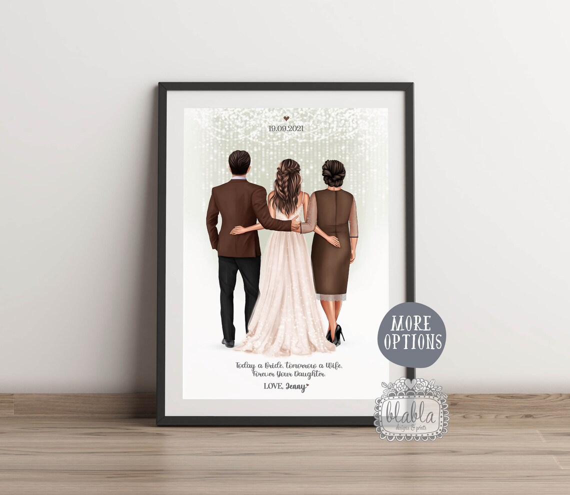 Personalised Parents of the Bride Poster With Mum Dad and Daughter - Image 2