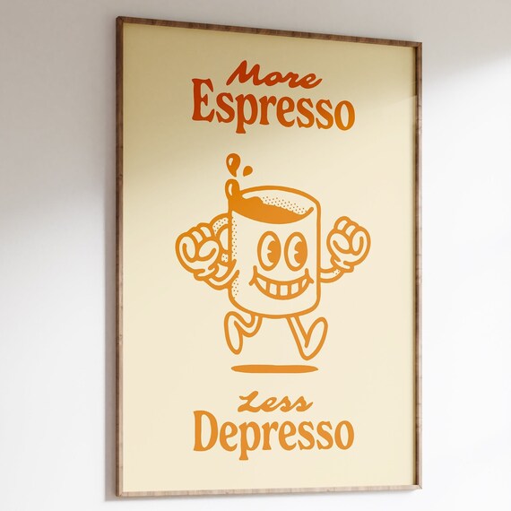Espresso Character Retro Coffee Art Print