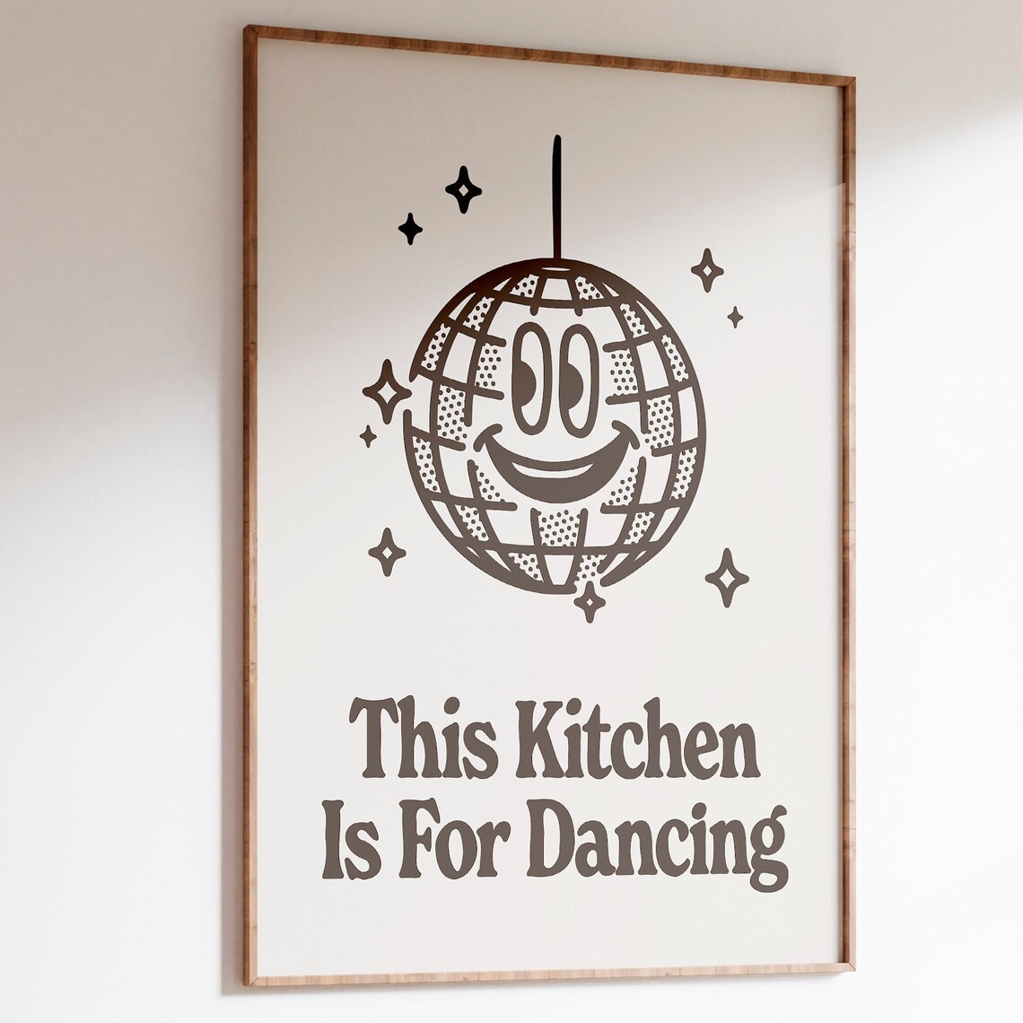 Retro Kitchen Wall Art Disco Ball Dance Print Cute Groovy Decor Trendy Kitchen Poster Fun Black And White Retro Art Printable Wall Art