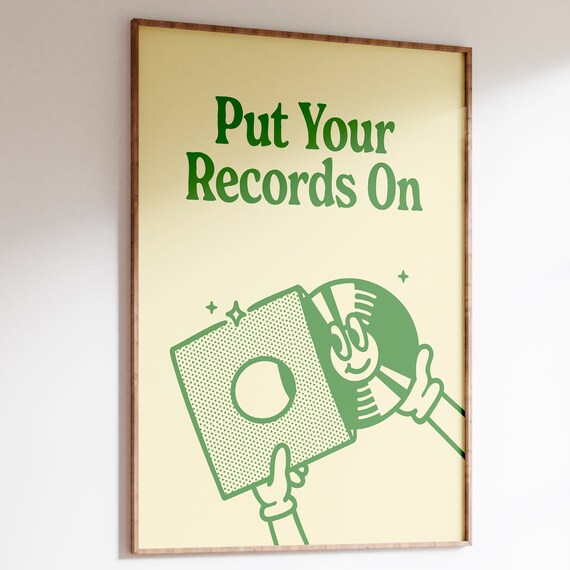 Put Your Records On Retro Music Art Print