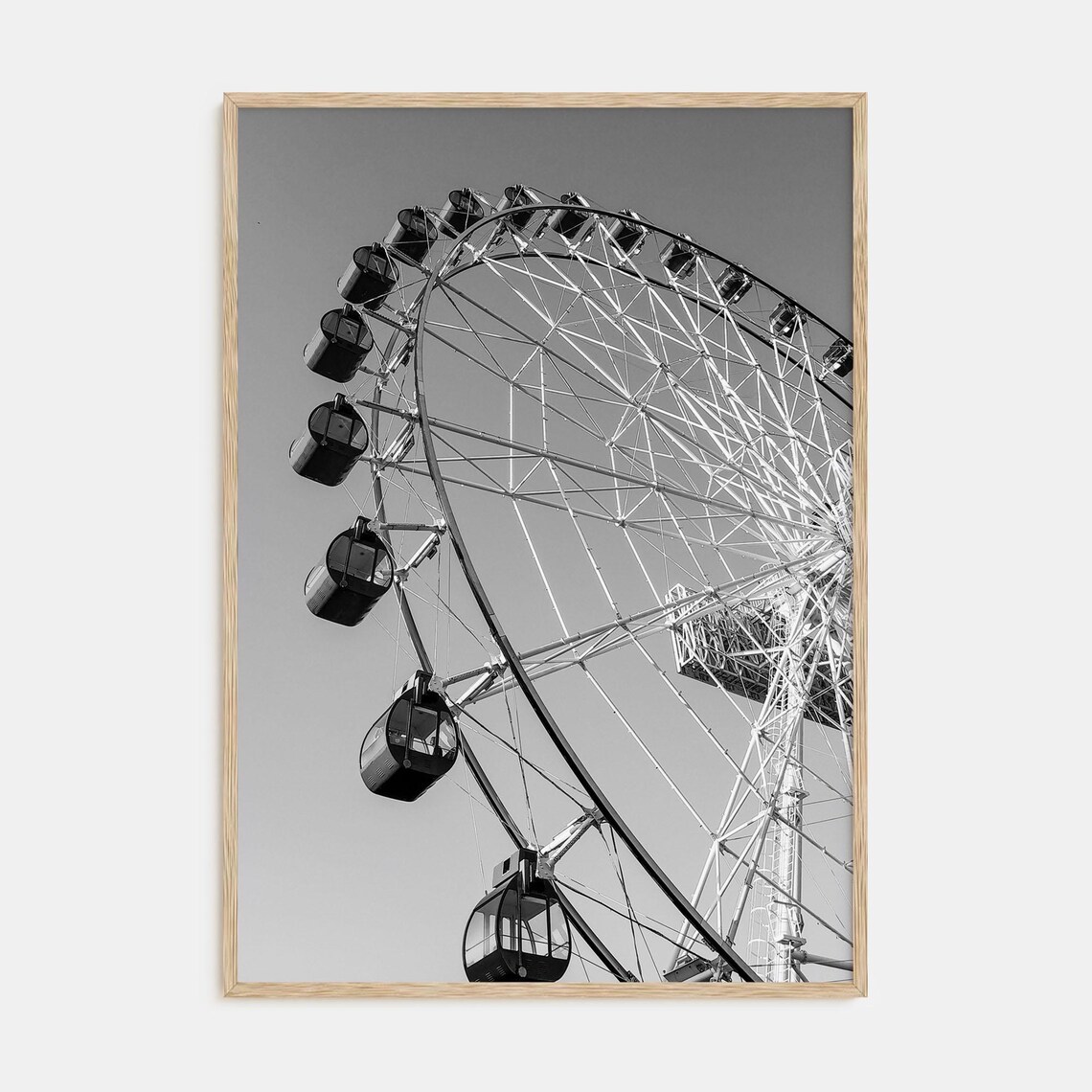 Ferris Wheel Black-White Vintage Travel Poster