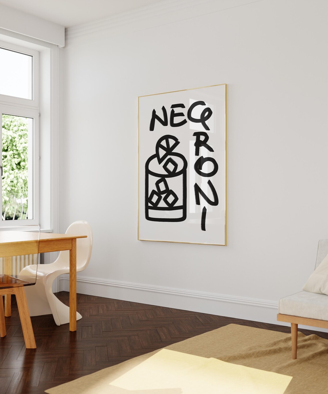 Negroni Abstract Hand-Drawn Kitchen Bar Art Print - Image 2