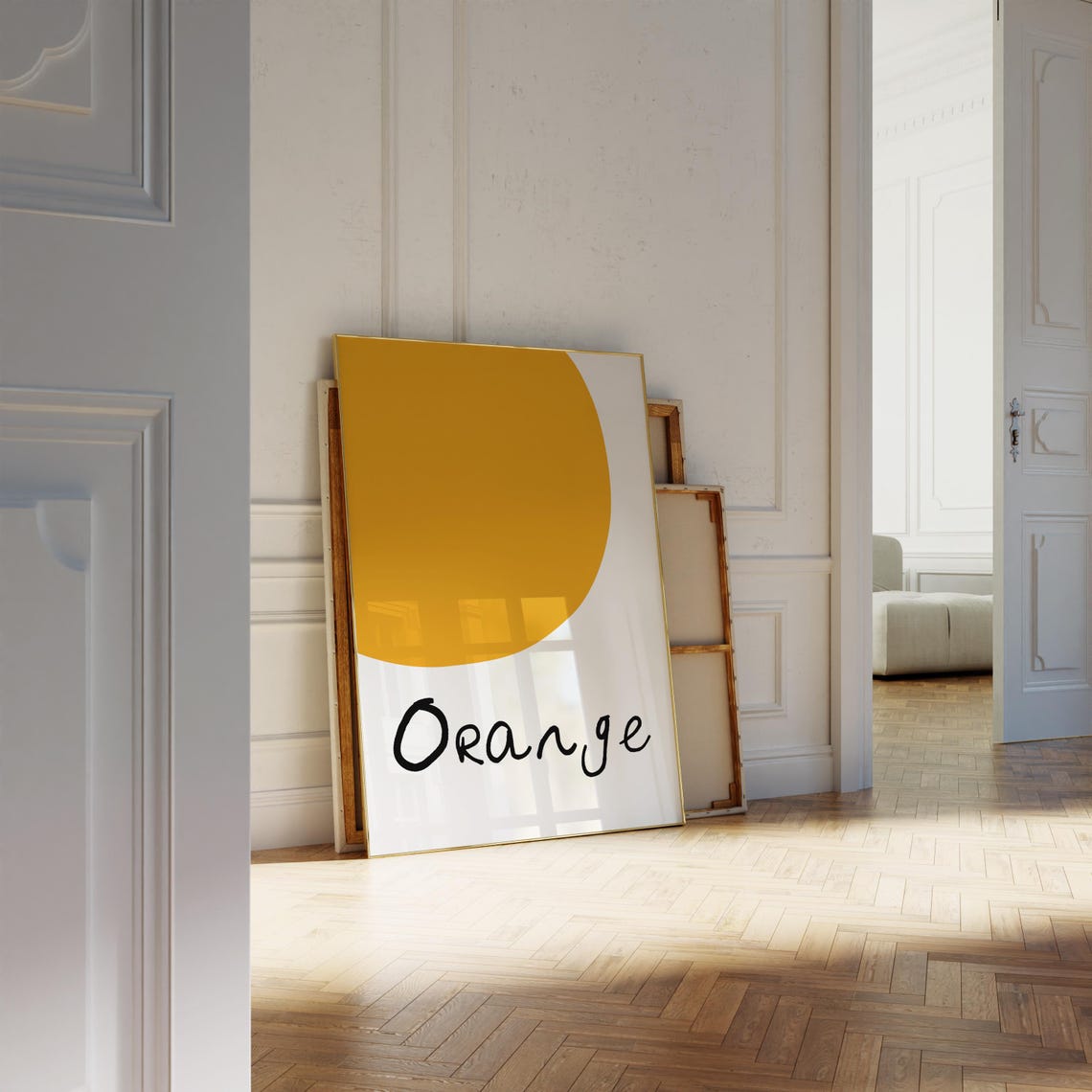 Orange Half Circle Bold Color Block Minimalist Word Poster Art - Image 3