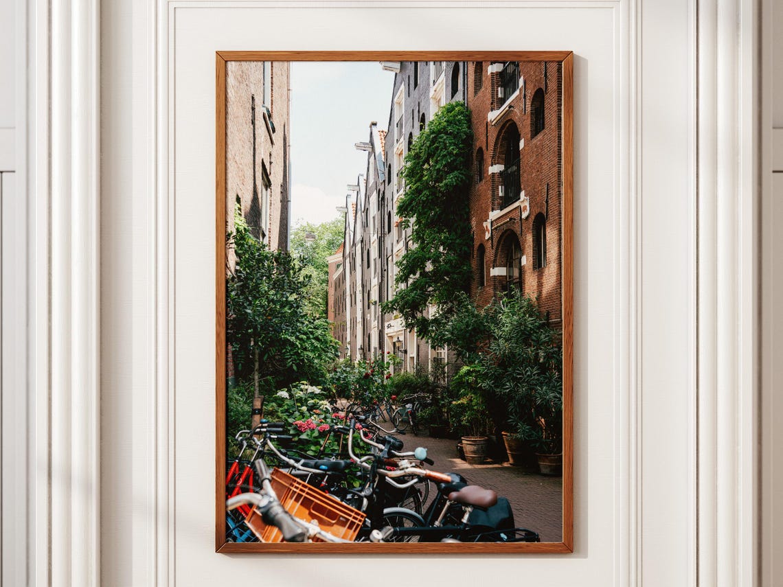 Amsterdam Alley Parked Bicycles Brick Buildings Photo Art Poster