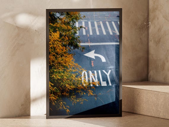 Nyc High Line Photography Print Blue Road Autumn Leaves Urban Wall Art