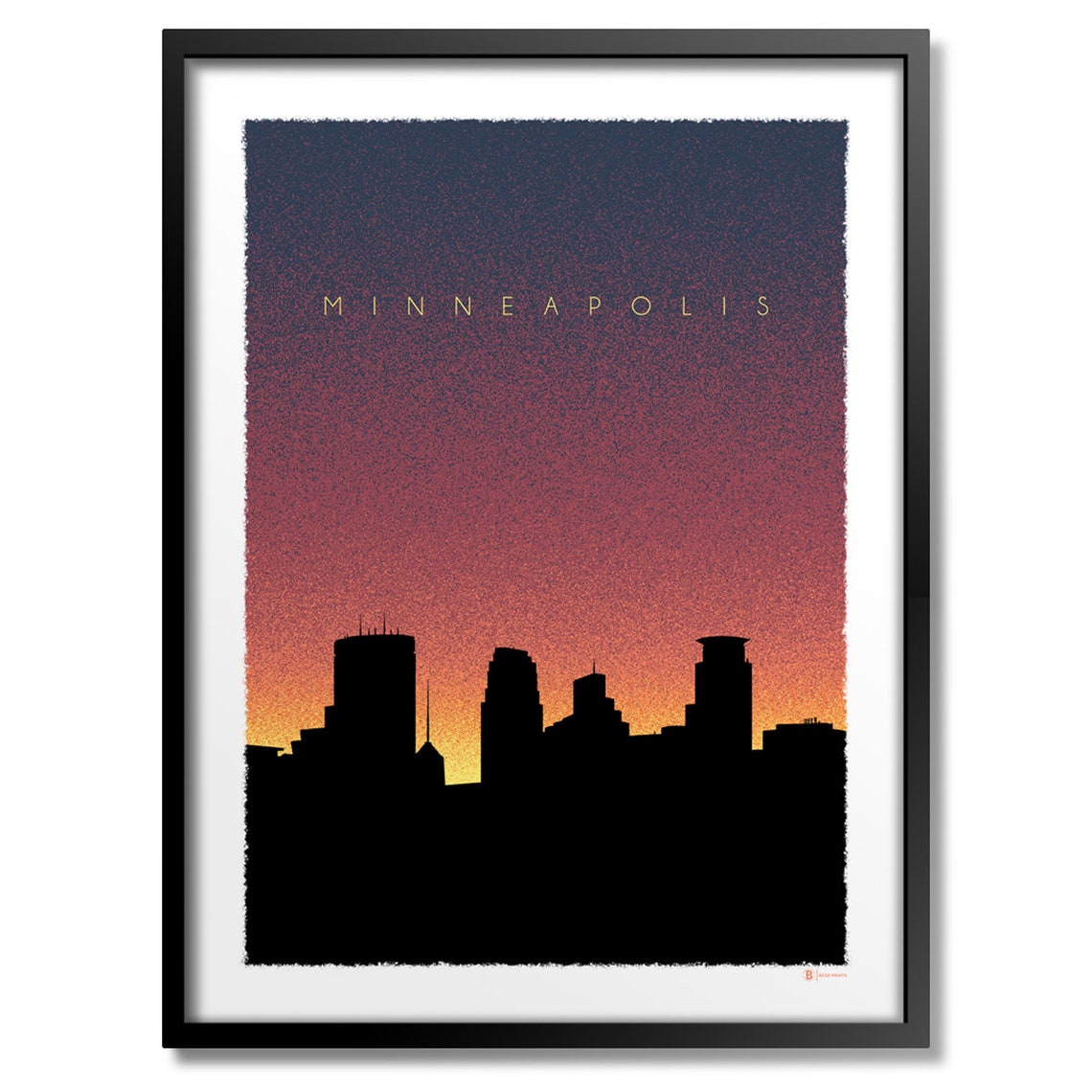 Minneapolis Minnesota Skyline Silhouette Sunset Skyline Poster