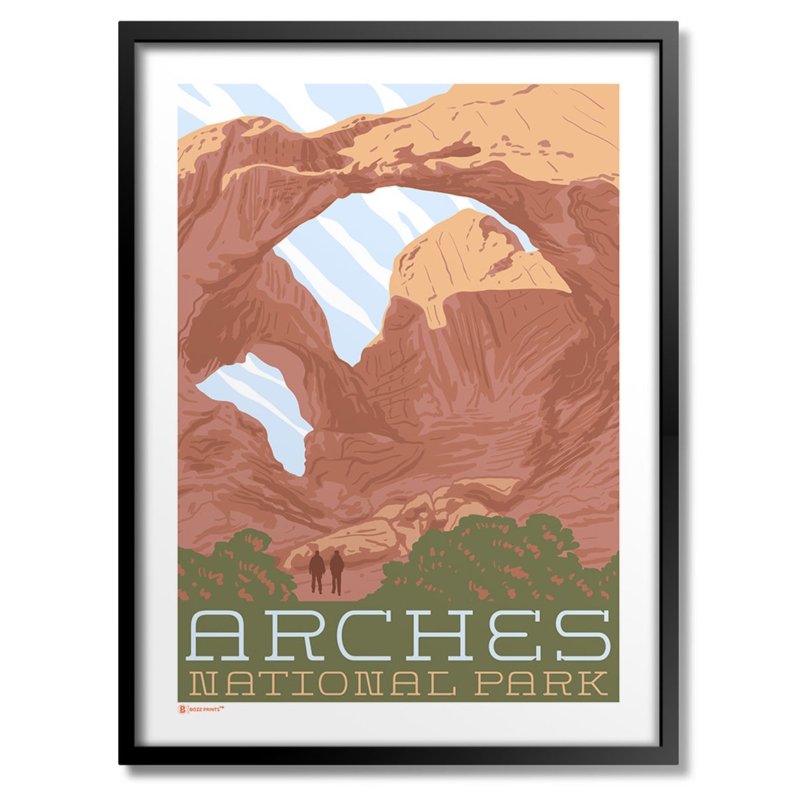 Arches National Park Utah Double Arch Desert Vintage Travel Poster
