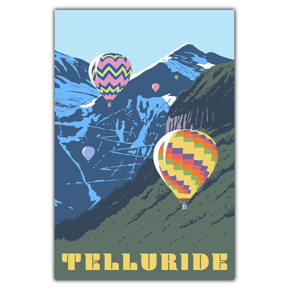Telluride Colorado Hot Air Balloon Festival Vintage Travel Poster
